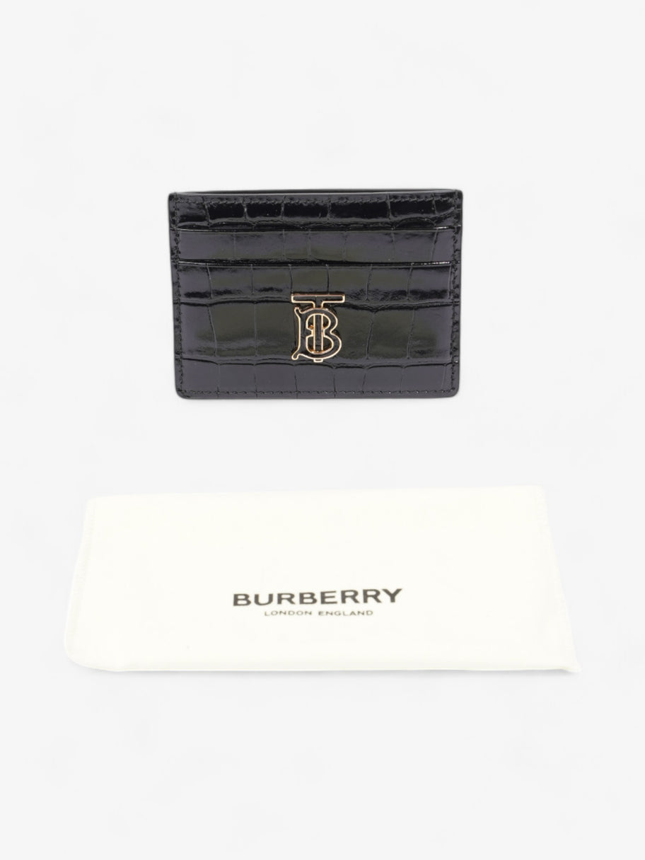 Burberry TB Card Holder Black Embossed Leather Image 6