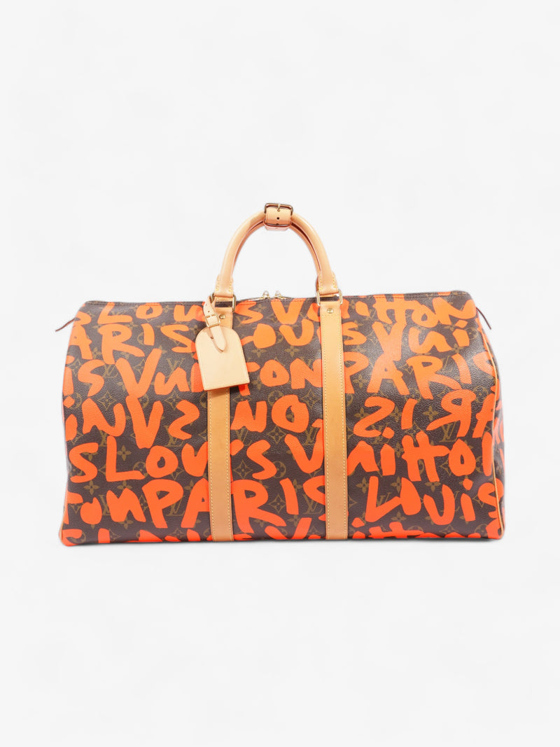  Louis Vuitton Keepall Graffiti 50 Monogram / Orange Coated Canvas