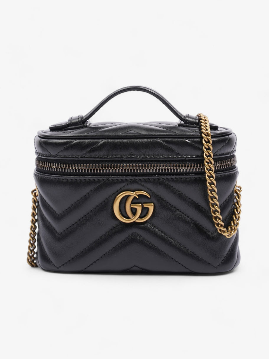 Gucci GG Marmont Top Handle Bag Black Matelasse Leather Mini Image 1