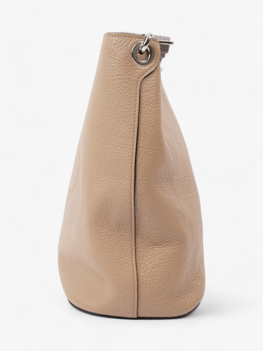 Prada Logo Bucket Bag Neutral Leather Medium Image 3