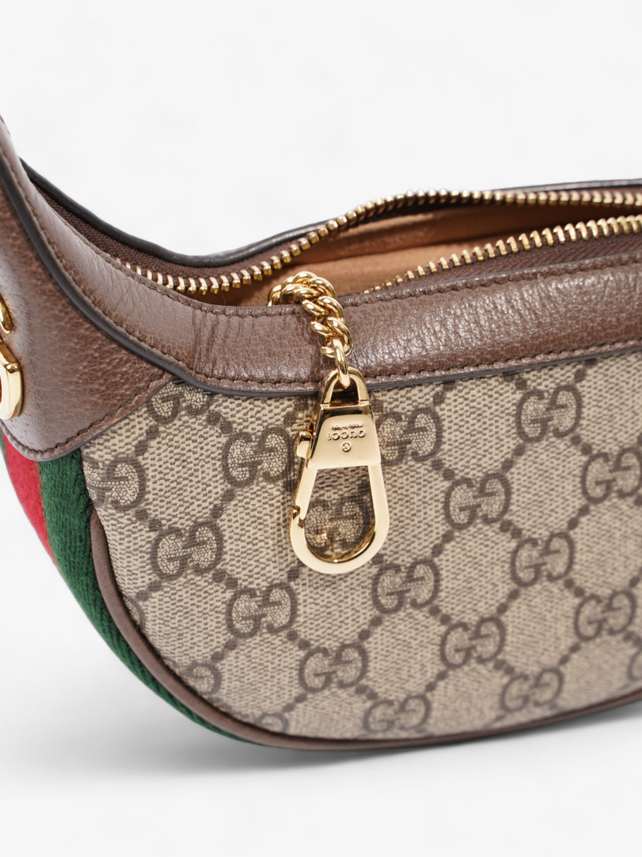 Gucci Ophidia GG Mini Beige And Ebony GG Supreme / Green And Red Web Coated Canvas Image 8