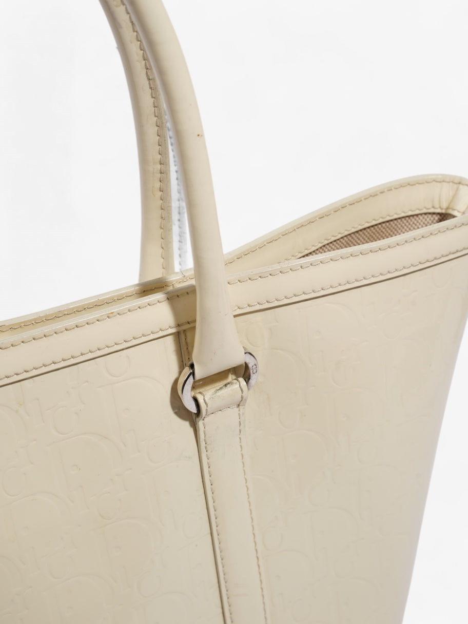 Christian Dior Tote Bag Off White Patent Leather Image 9