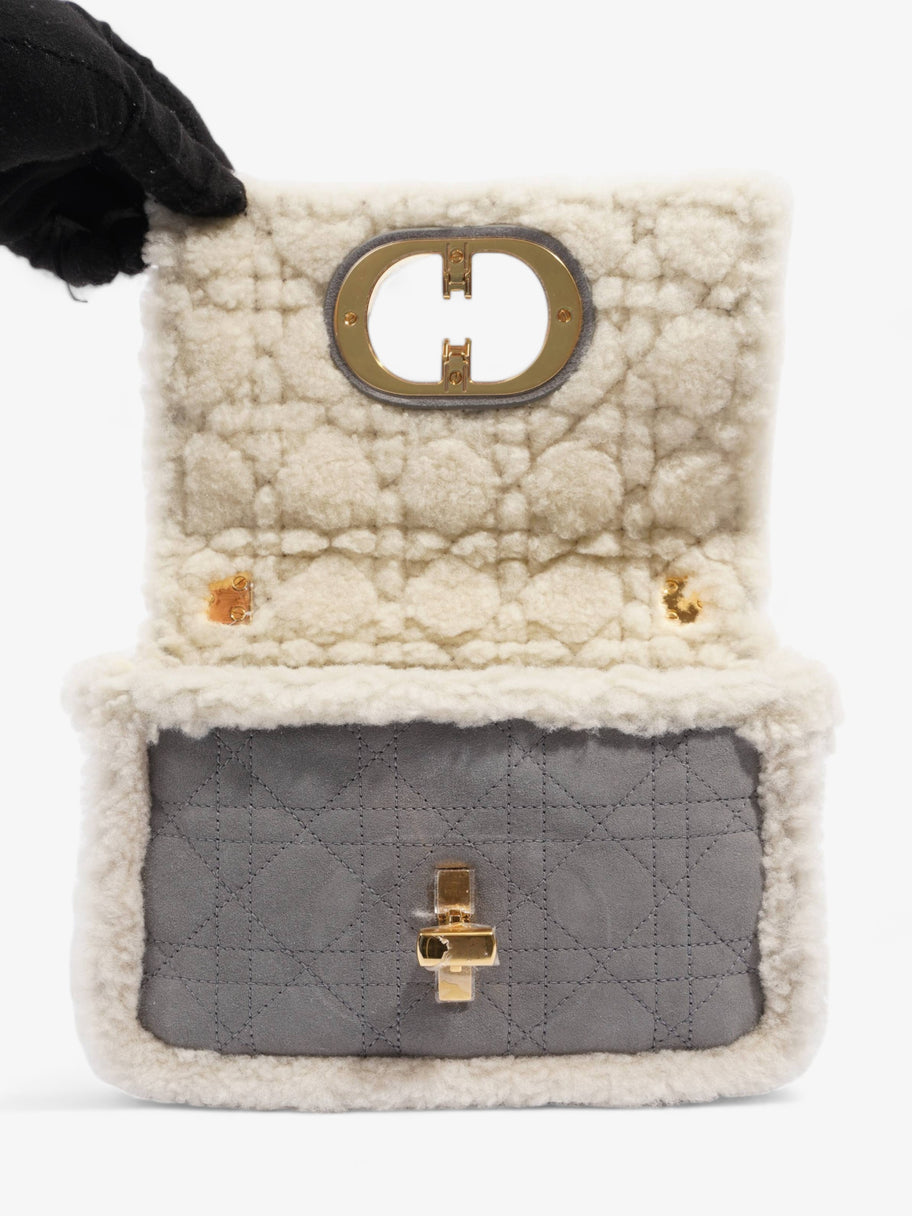 Christian Dior Small Caro Grey / Cream Shearling Image 8