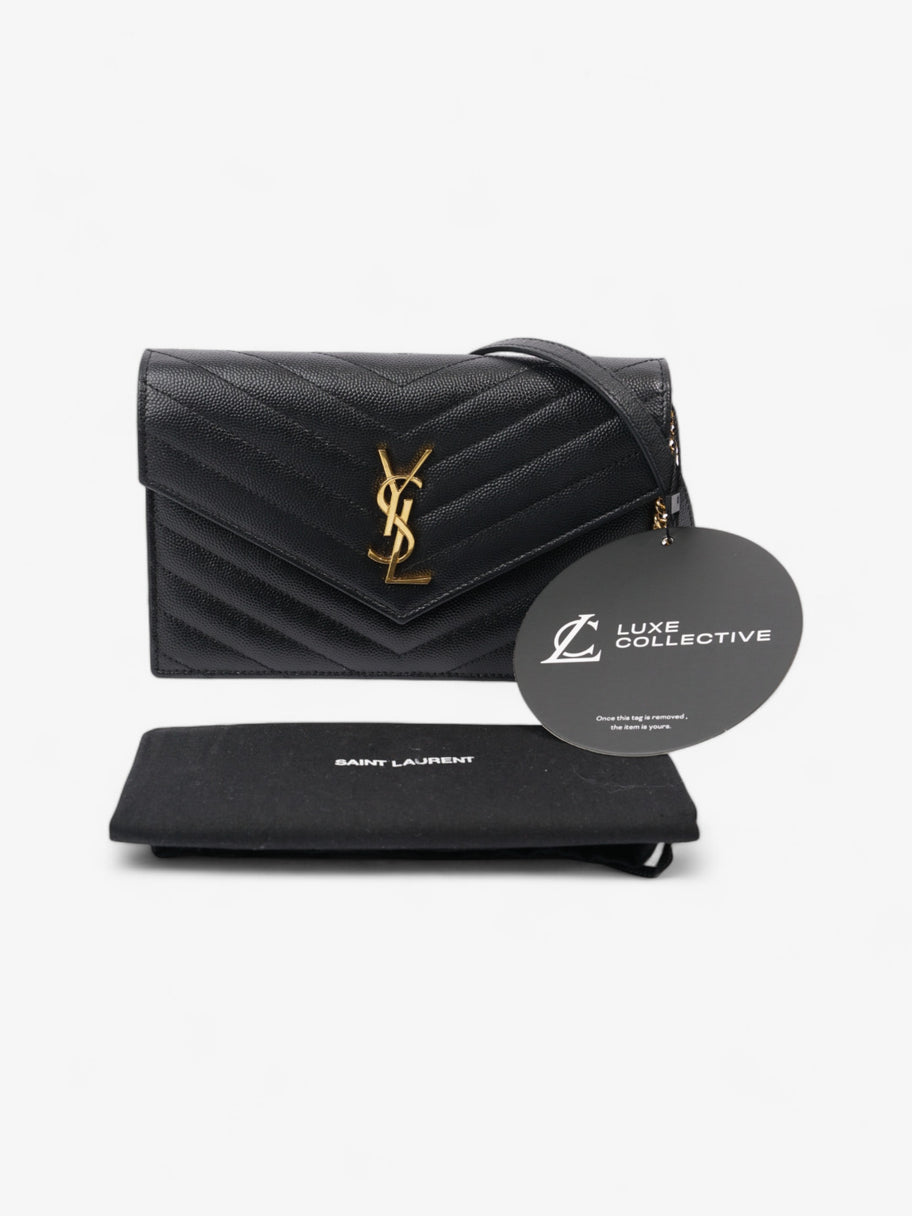 Saint Laurent Cassandre Chain Wallet Black Calfskin Leather Image 10