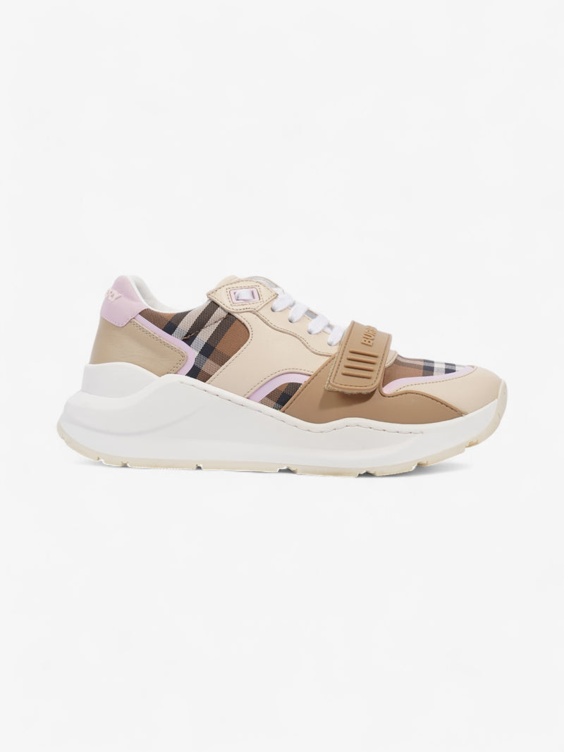  Burberry Ramsey Sneakers Beige  / Pink / White Canvas EU 39 UK 6