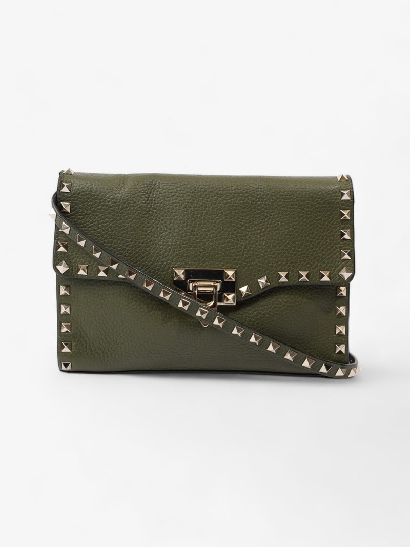  Valentino Rockstud Flap Khaki Leather