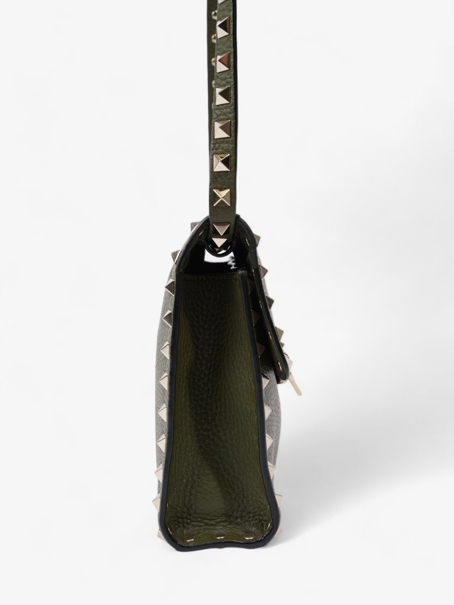 Valentino Rockstud Flap Khaki Leather Image 5