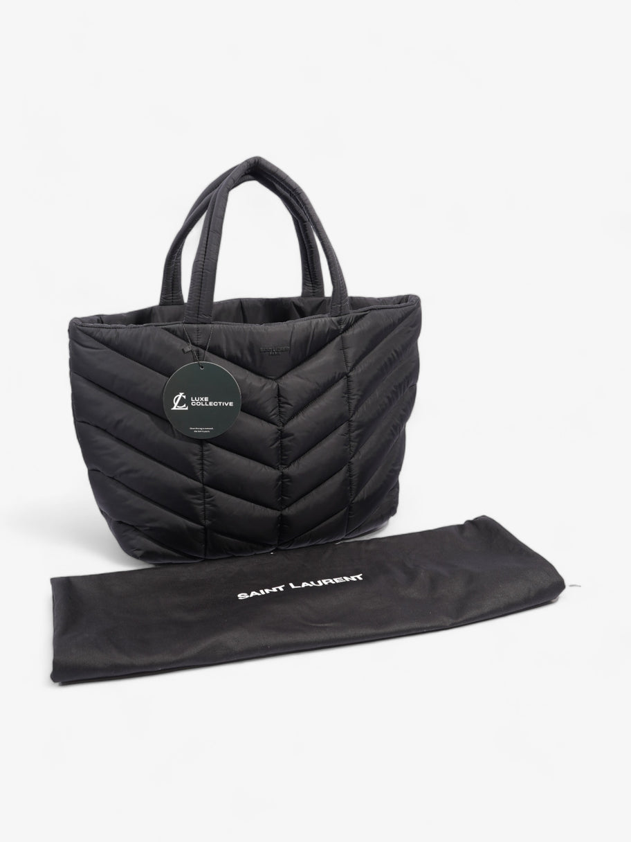 Saint Laurent Logo Detailed Puffer Tote Bag  Black Polyamide Image 9