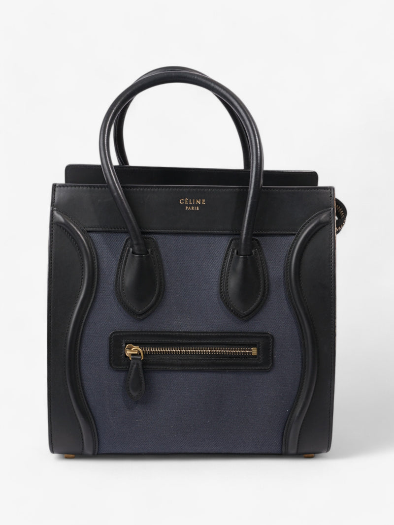  Celine Luggage Bag Navy Blue / Black / Beige Calfskin Leather Micro