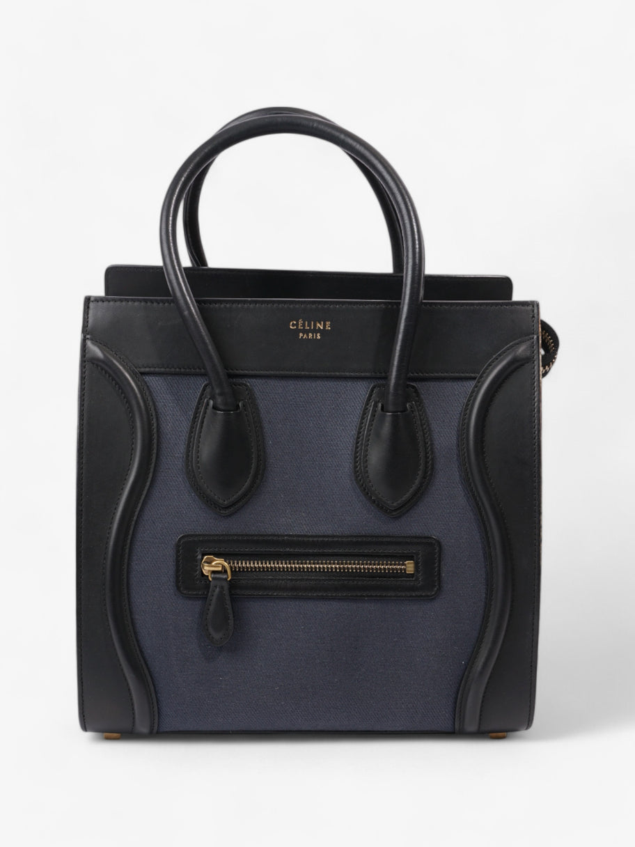 Celine Luggage Bag Navy Blue / Black / Beige Calfskin Leather Micro Image 1