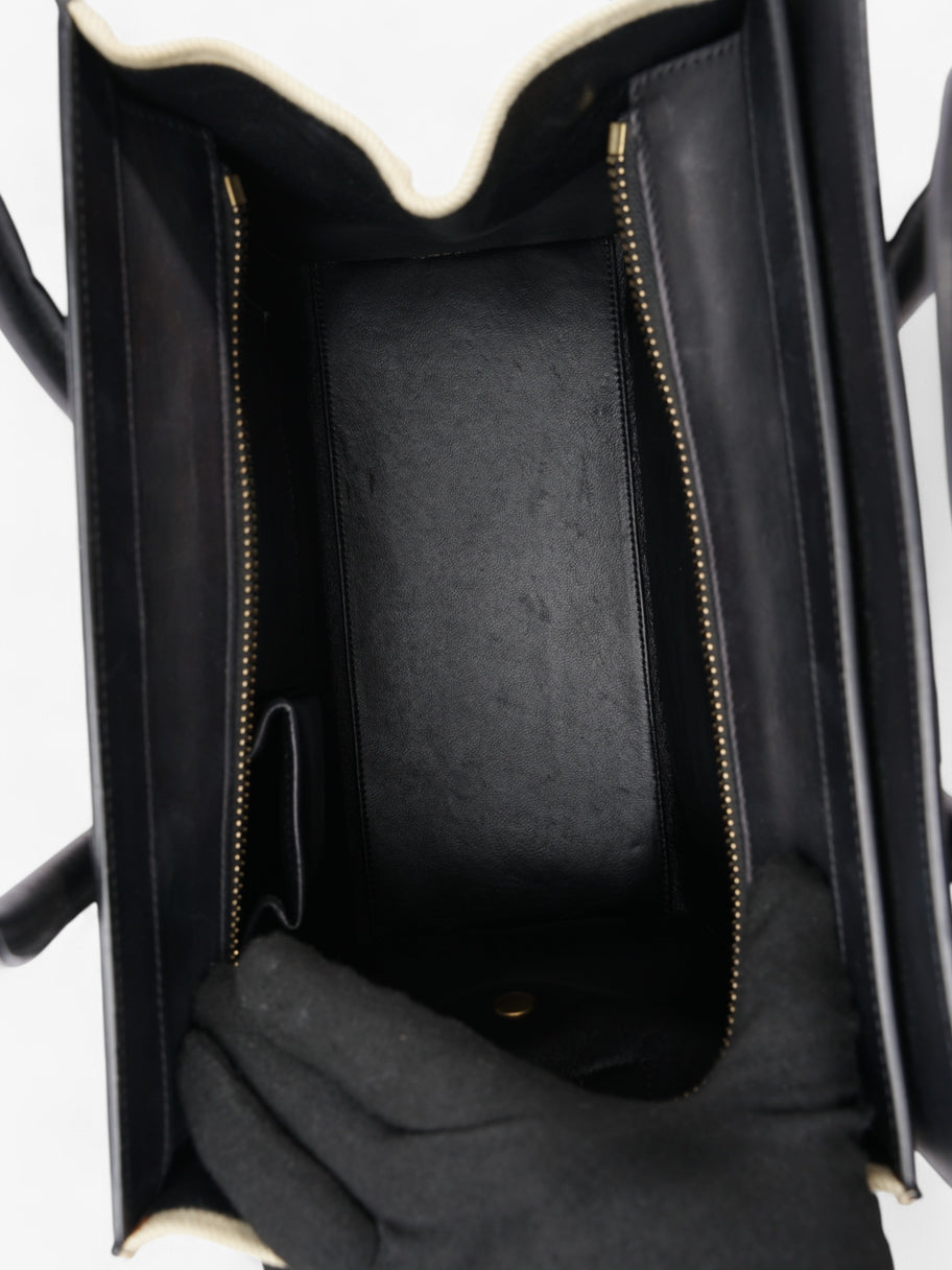 Celine Luggage Bag Navy Blue / Black / Beige Calfskin Leather Micro Image 8