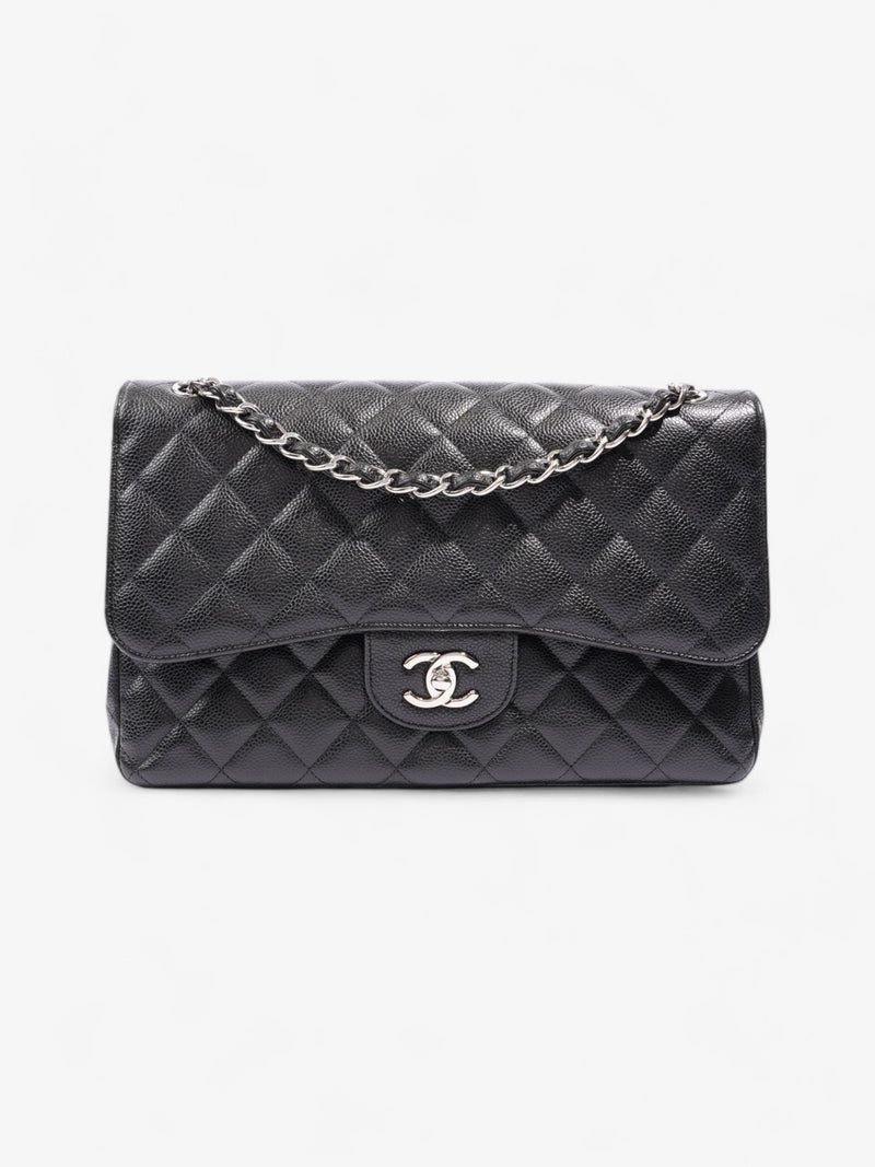  Chanel Classic Double Flap Black Caviar Leather Jumbo