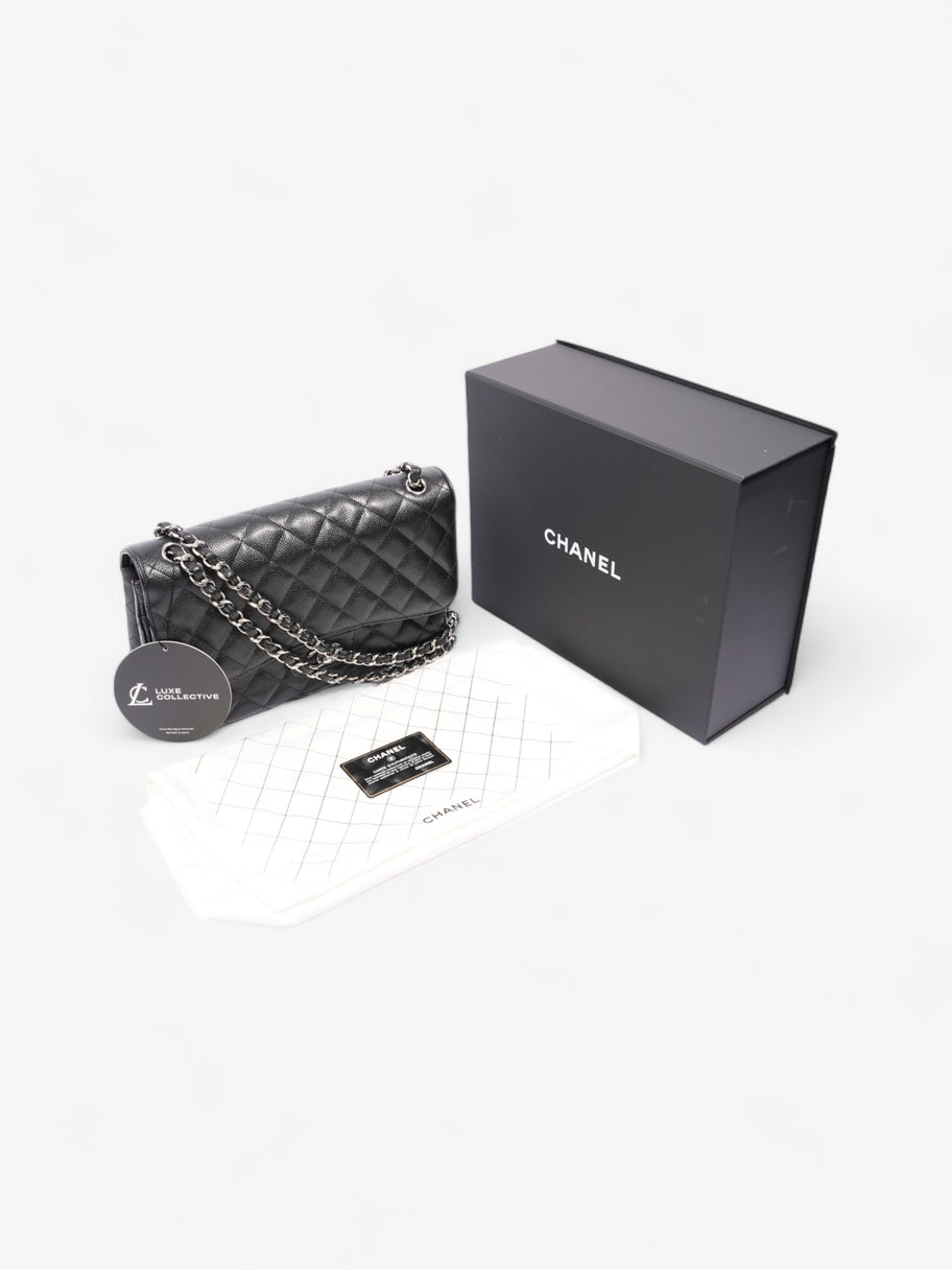 Chanel Classic Double Flap Black Caviar Leather Jumbo Image 11