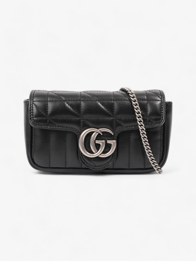  Gucci GG Marmont Black Matelasse Leather Super Mini