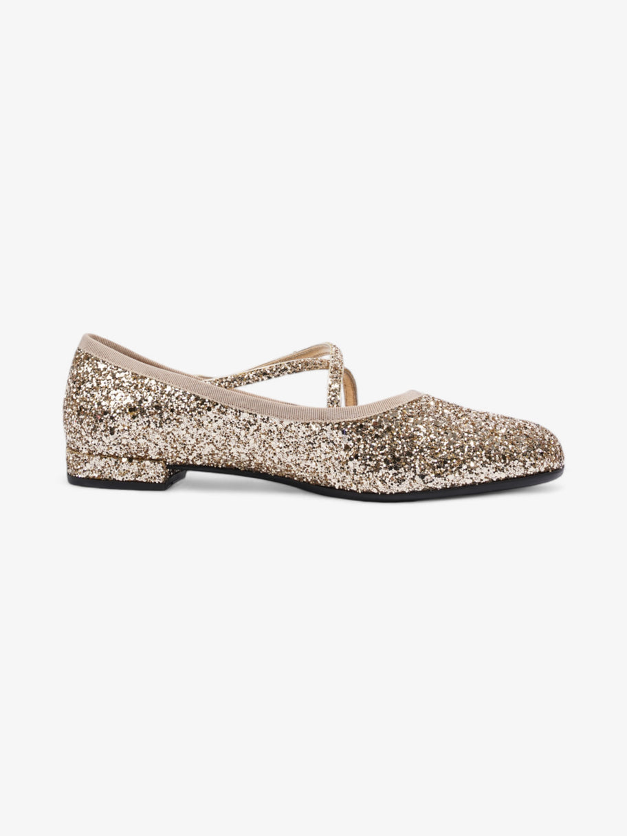 Miu Miu Cross Over Ballet Flats Gold Glitter EU 39.5 UK 6.5 Image 4