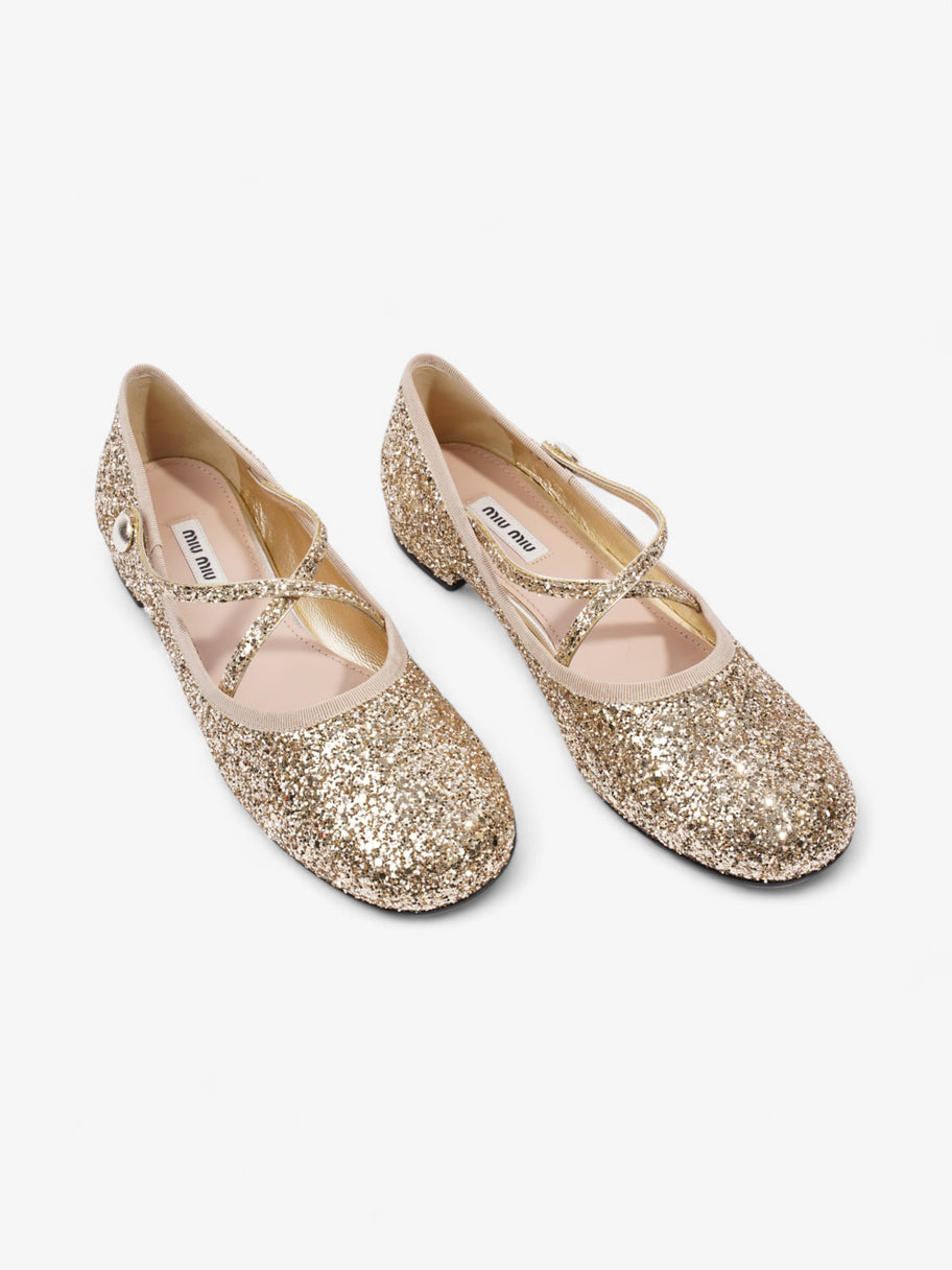 Miu Miu Cross Over Ballet Flats Gold Glitter EU 39.5 UK 6.5 Image 8