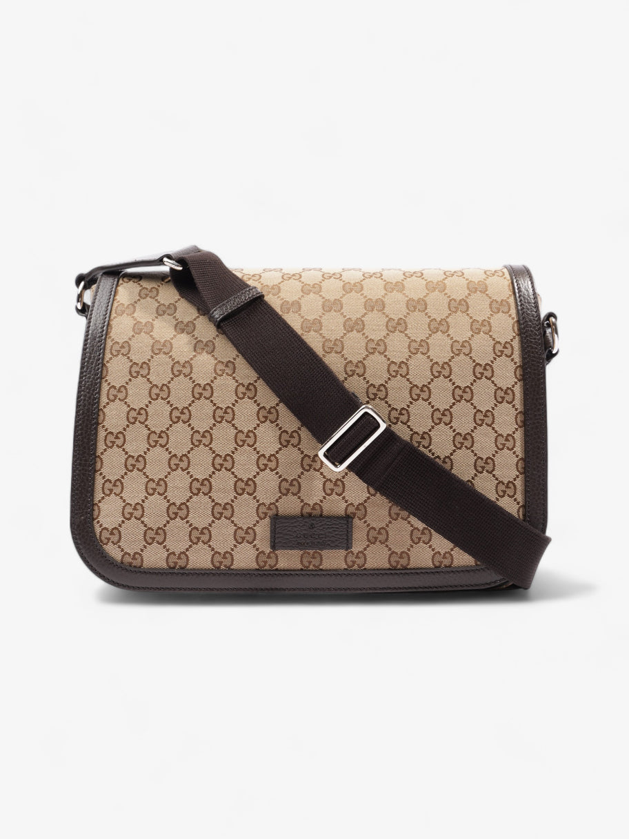 Gucci GG Flap Messenger Bag  Beige Canvas Image 1