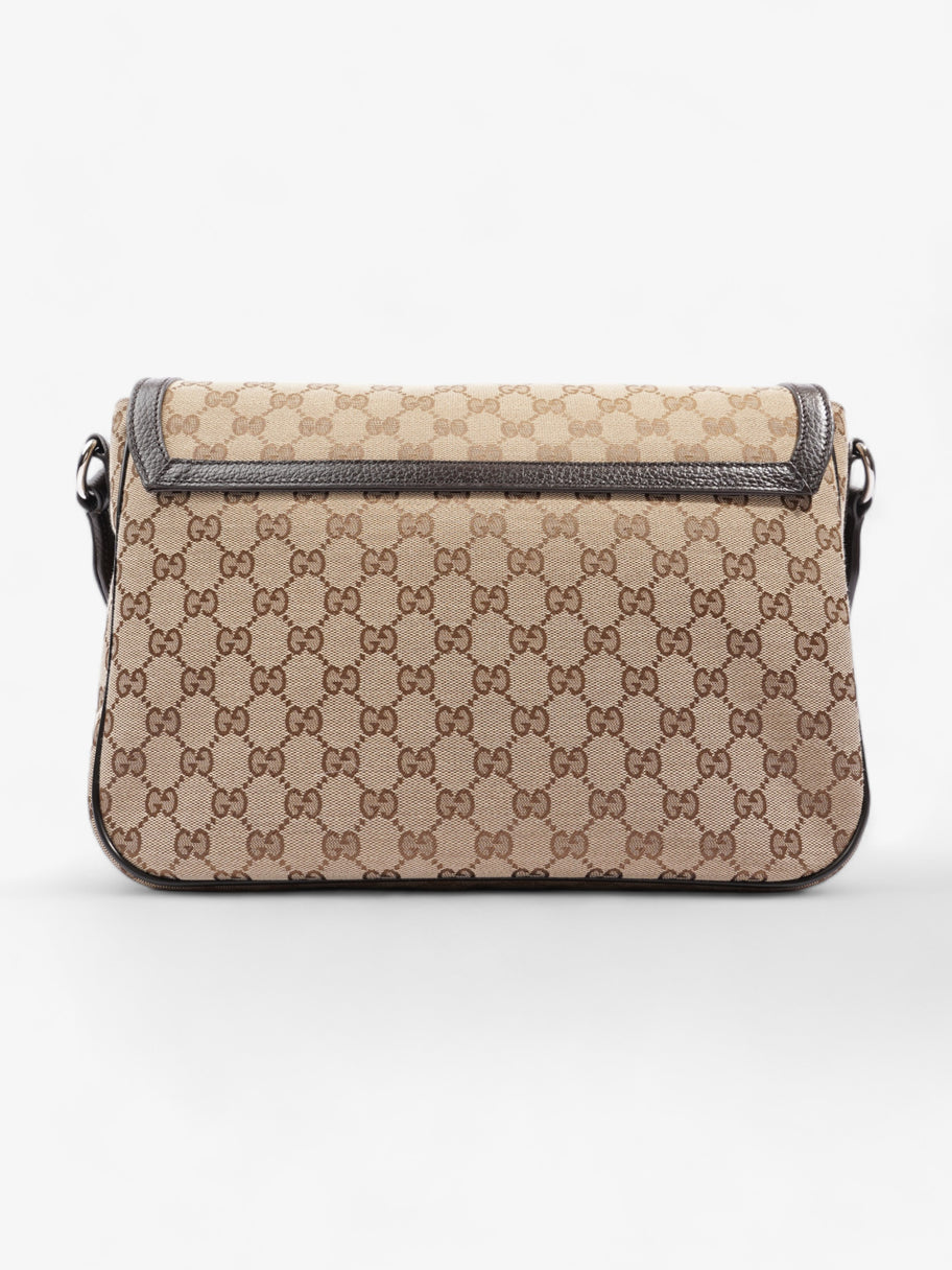 Gucci GG Flap Messenger Bag Beige Canvas Luxe Collective