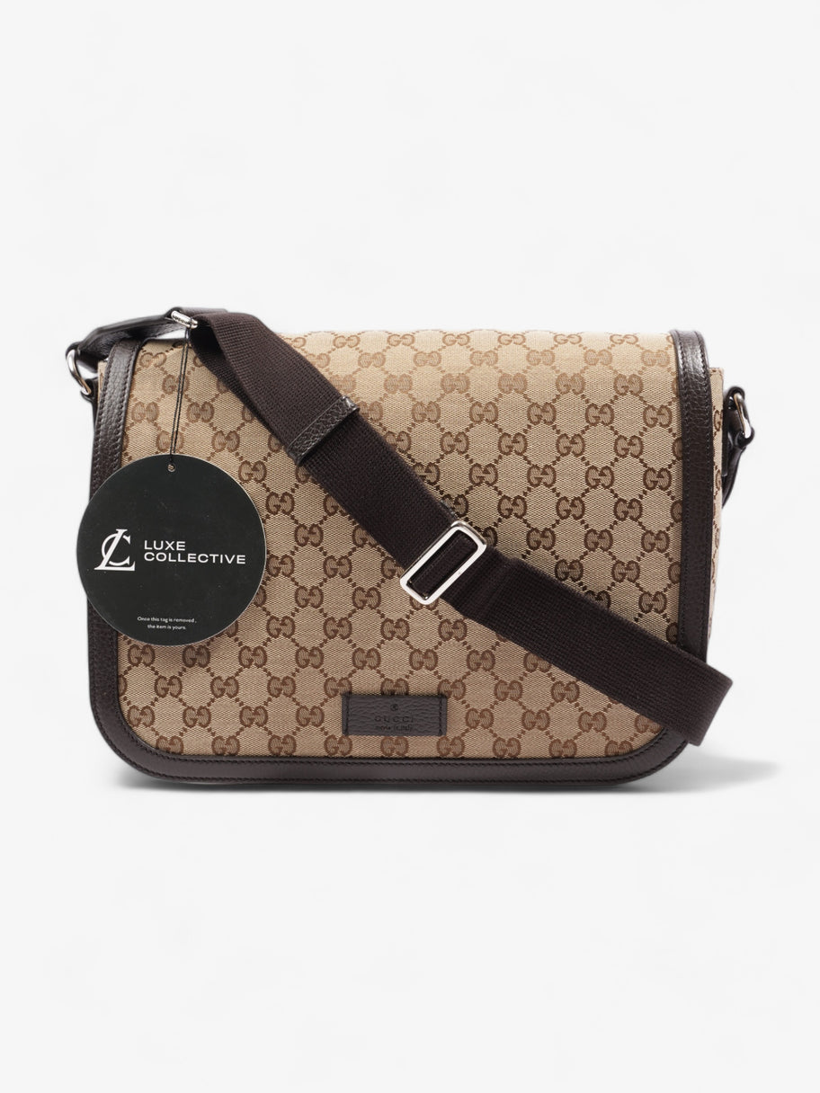 Gucci GG Flap Messenger Bag Beige Canvas Luxe Collective