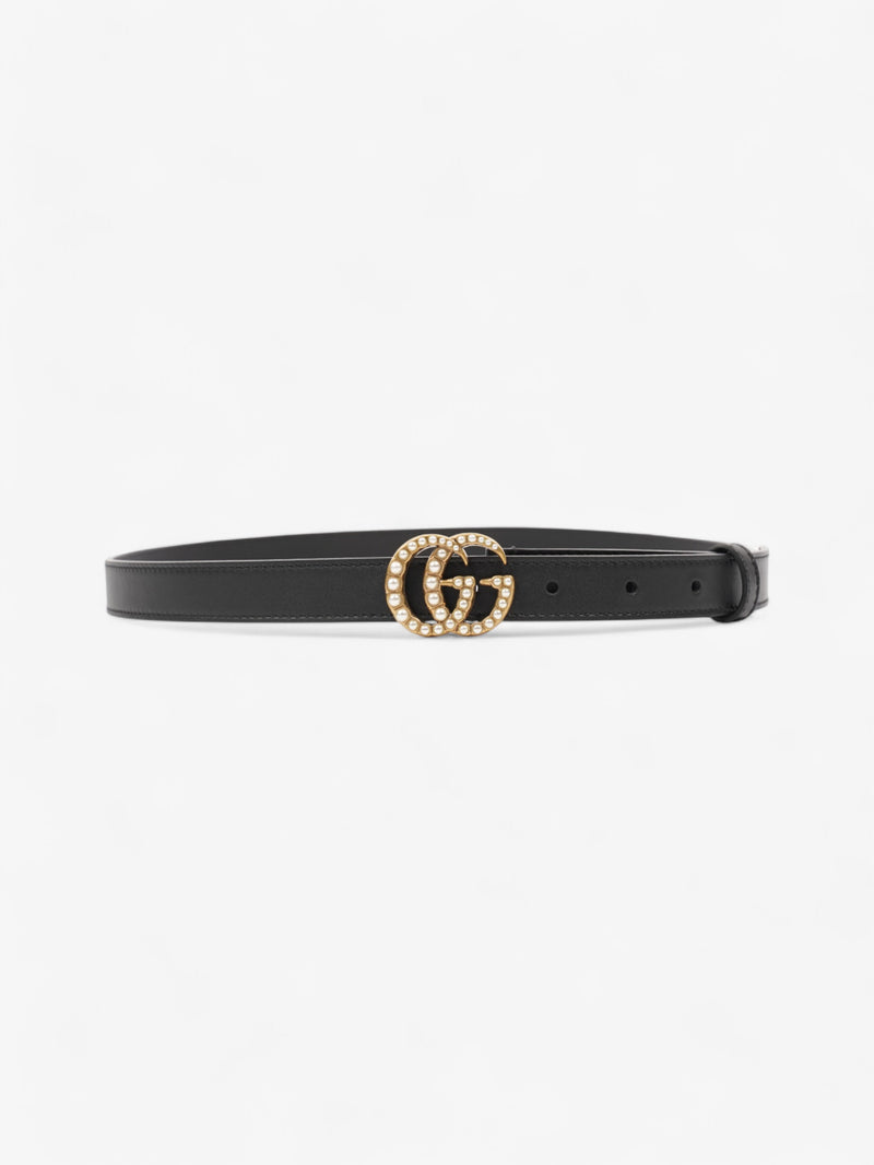  Gucci GG Marmont Thin Pearl Belt Black / Gold / Pearl Leather 90cm / 36