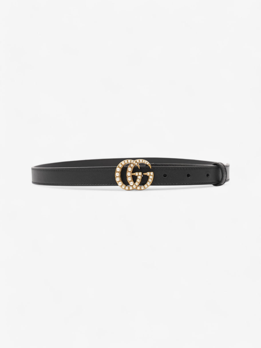 Gucci GG Marmont Thin Pearl Belt Black / Gold / Pearl Leather 90cm / 36