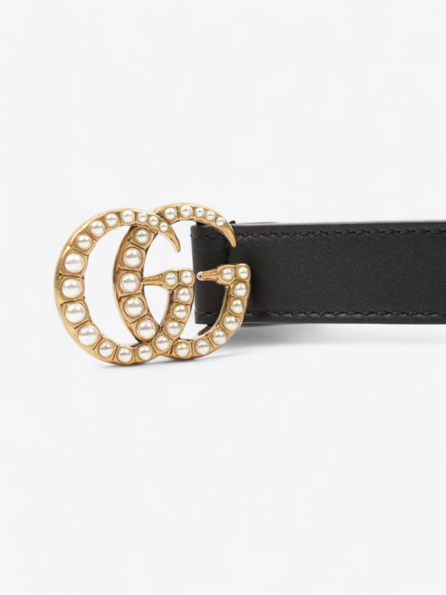 Gucci GG Marmont Thin Pearl Belt Black / Gold / Pearl Leather 90cm / 36