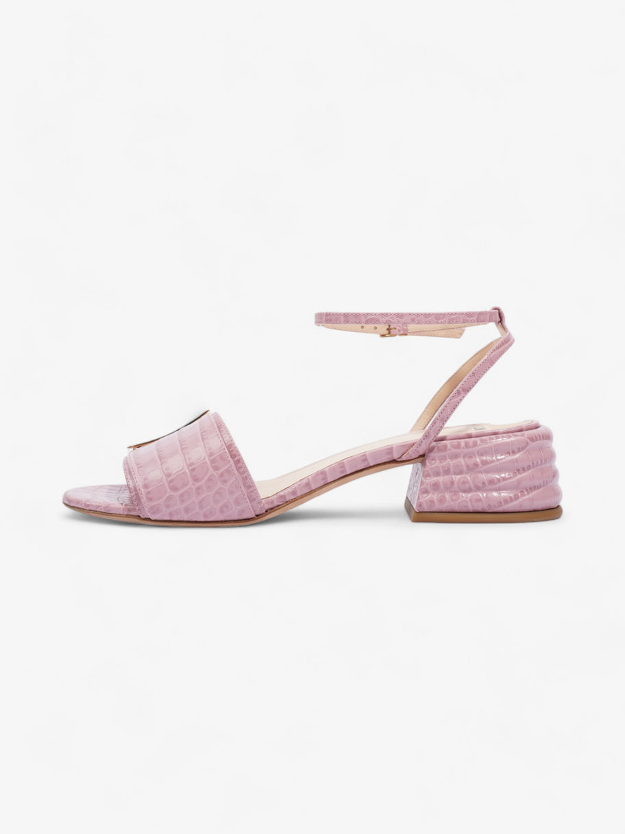 Fendi Promenade Ankle Strap Sandals 40mm Pink / Gold Embossed Leather EU 39 UK 6 Image 3