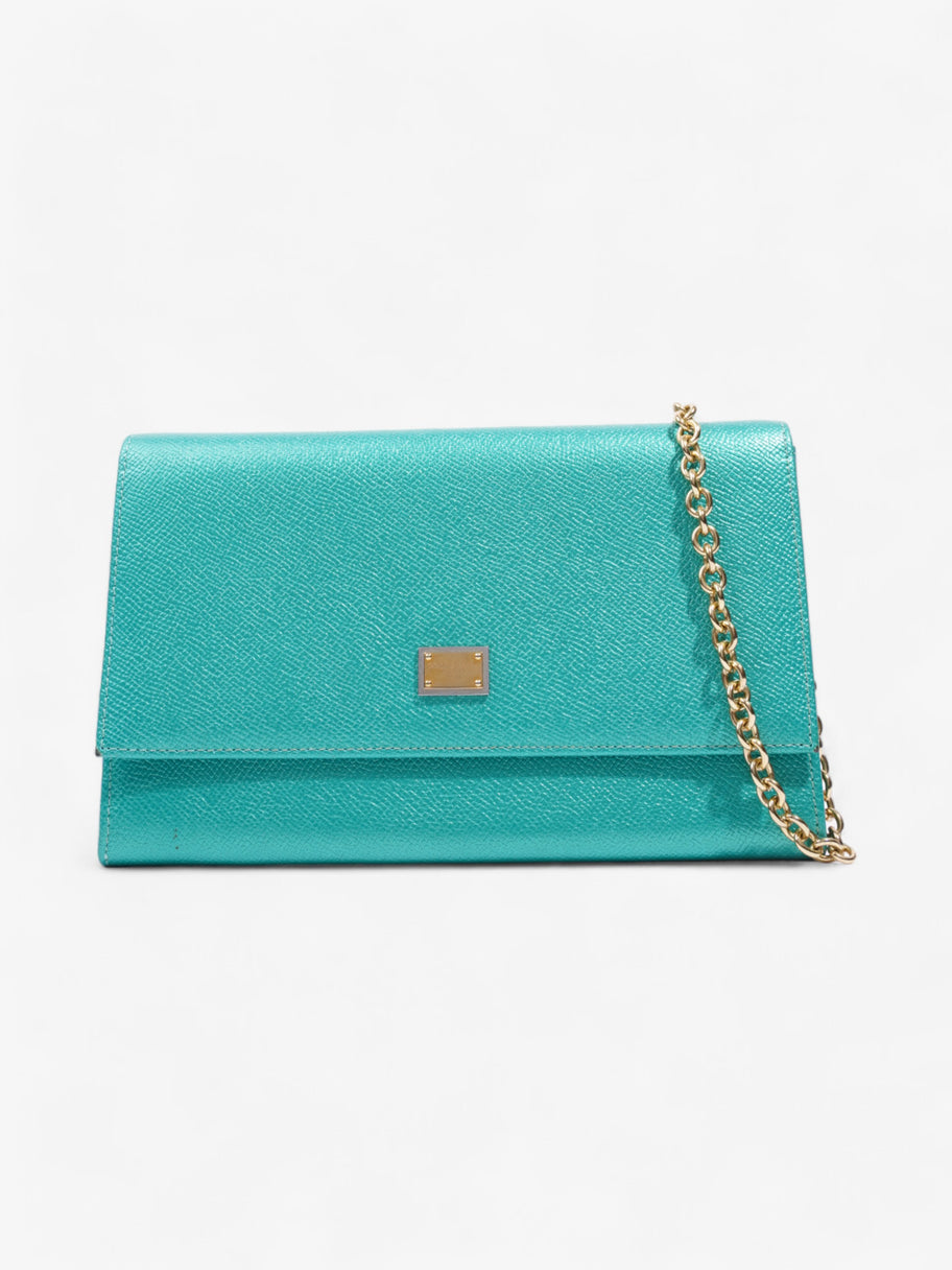 Dolce and Gabbana Wallet On Chain Metallic Green Leather Image 1