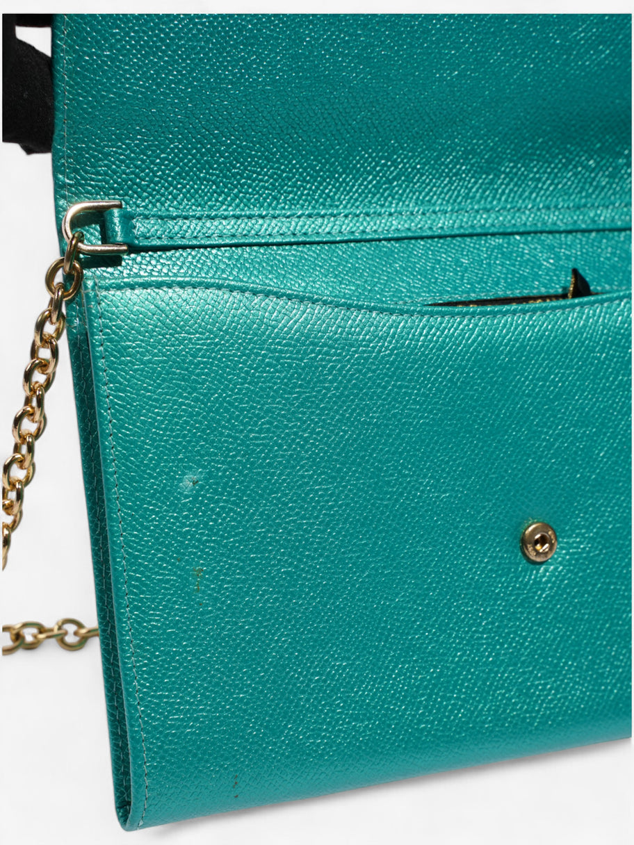 Dolce and Gabbana Wallet On Chain Metallic Green Leather Image 11