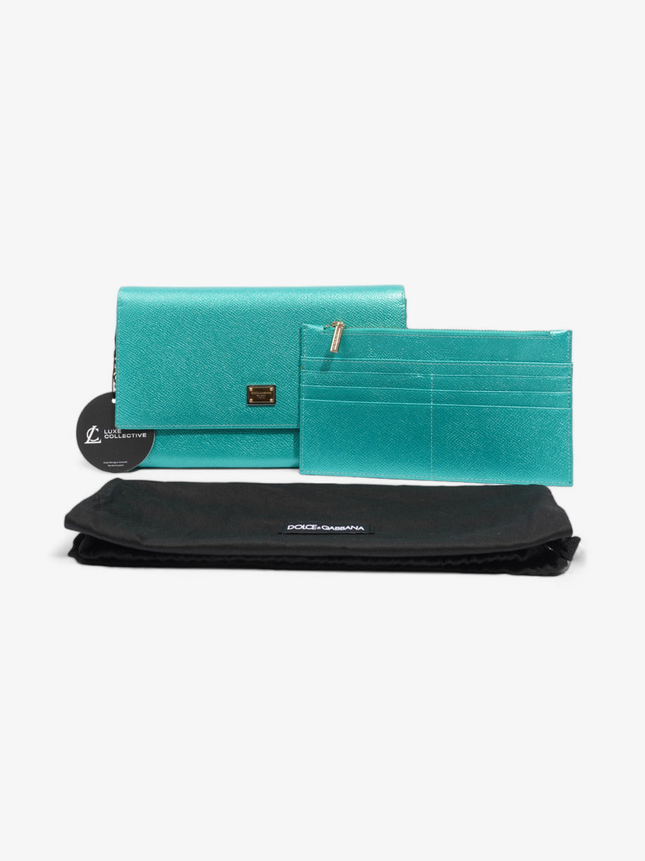 Dolce and Gabbana Wallet On Chain Metallic Green Leather Image 12