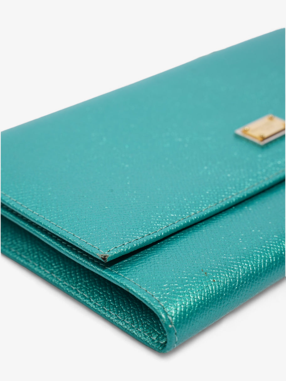 Dolce and Gabbana Wallet On Chain Metallic Green Leather Image 7