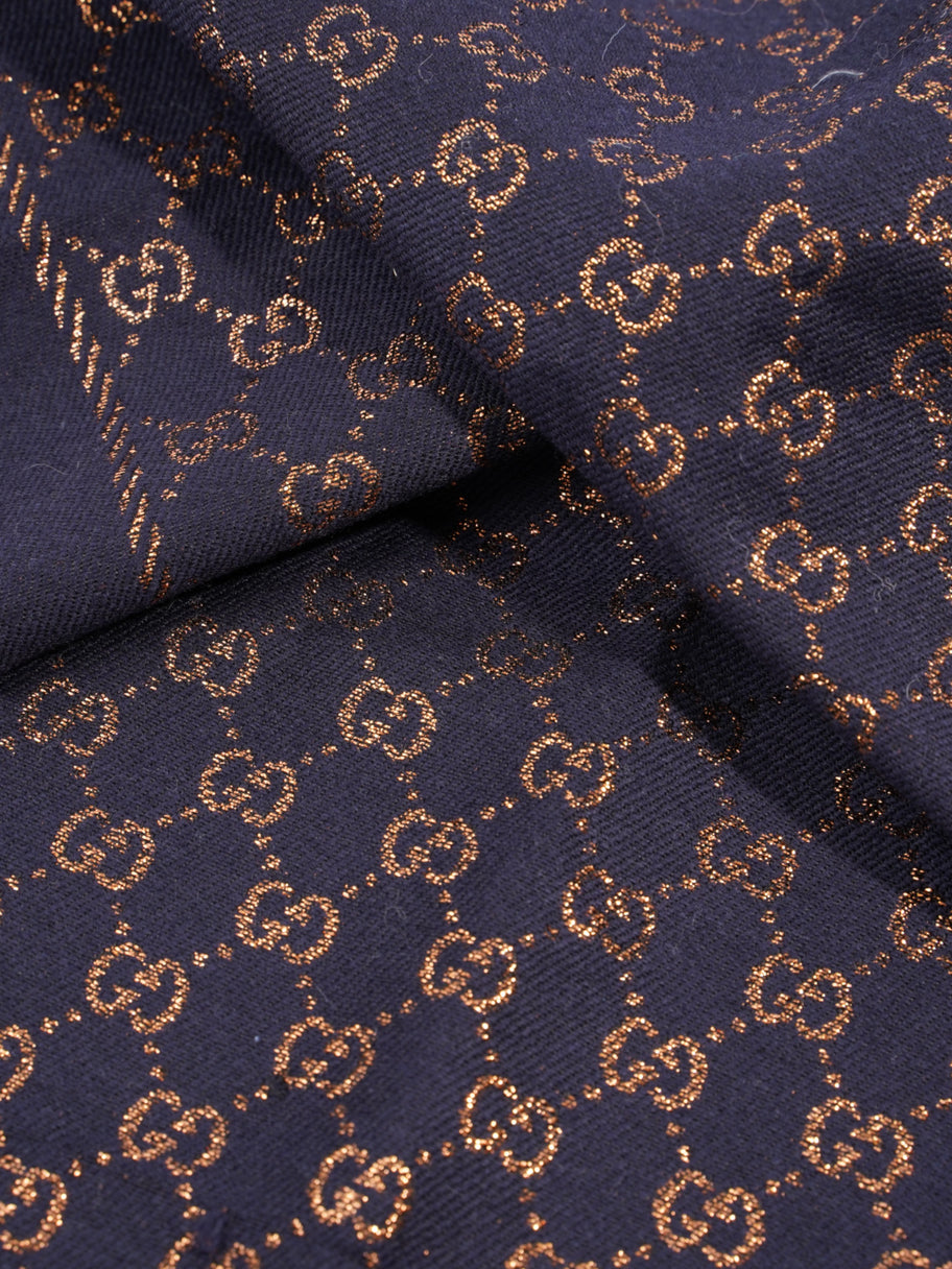 Gucci GG Scarf Navy / Bronze Wool Image 4