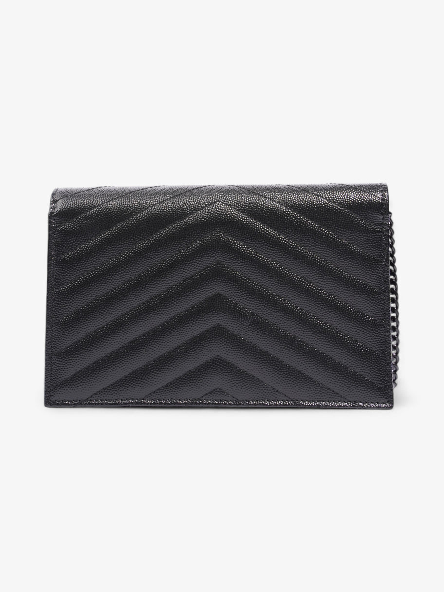 Saint Laurent Cassandre Envelope Chain Wallet Black Grained Leather Image 4