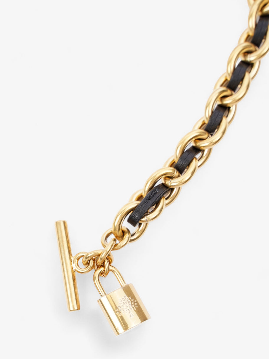 Mulberry Lily Chain Bracelet Gold / Black Leather Small Image 5