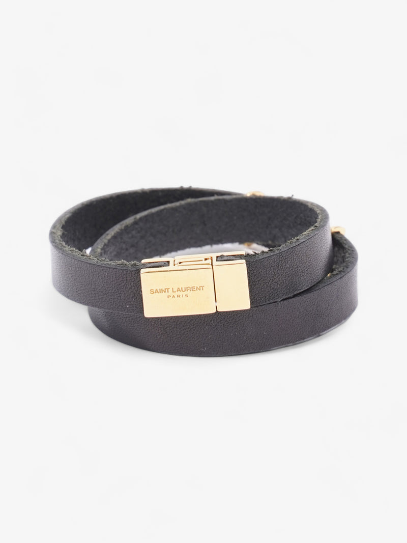  Cassandre Double Wrap Bracelet Black Leather M