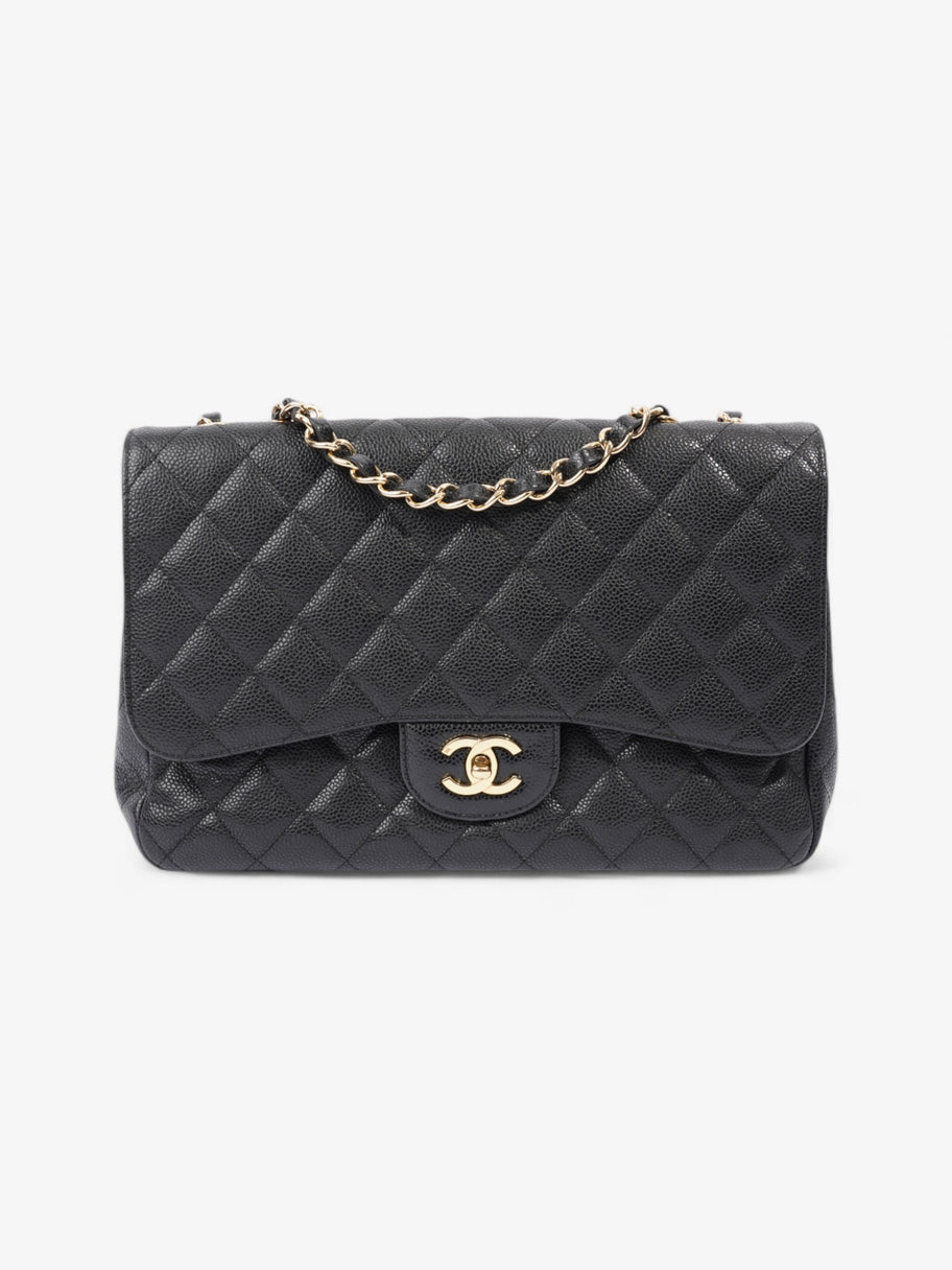 Chanel Classic Single Flap Black Caviar Leather Jumbo Image 1