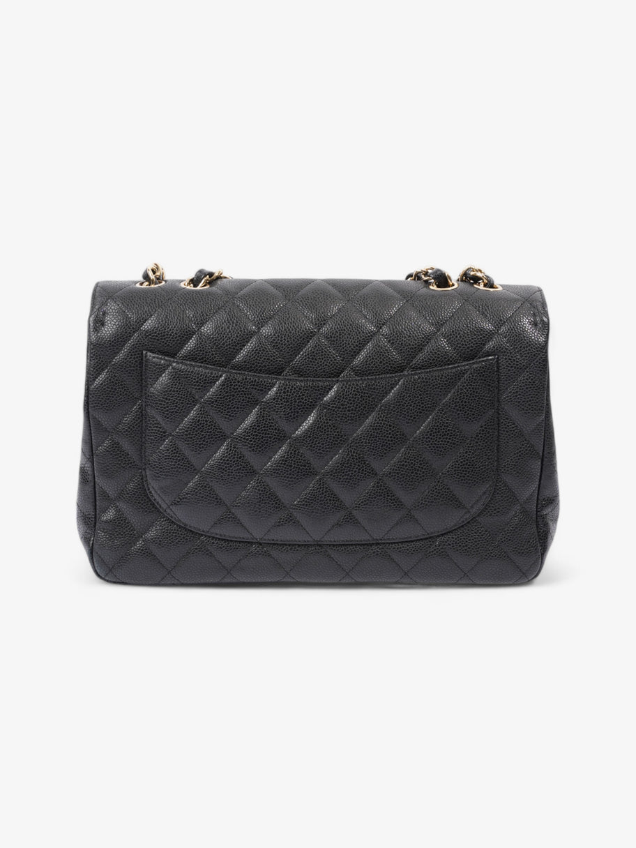 Chanel Classic Single Flap Black Caviar Leather Jumbo Image 4