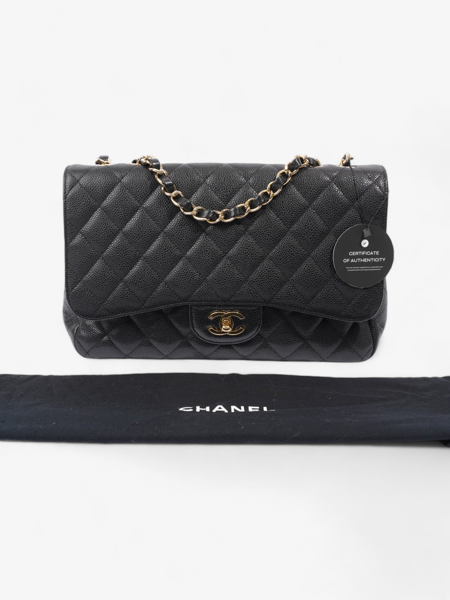 Chanel Classic Single Flap Black Caviar Leather Jumbo Image 9