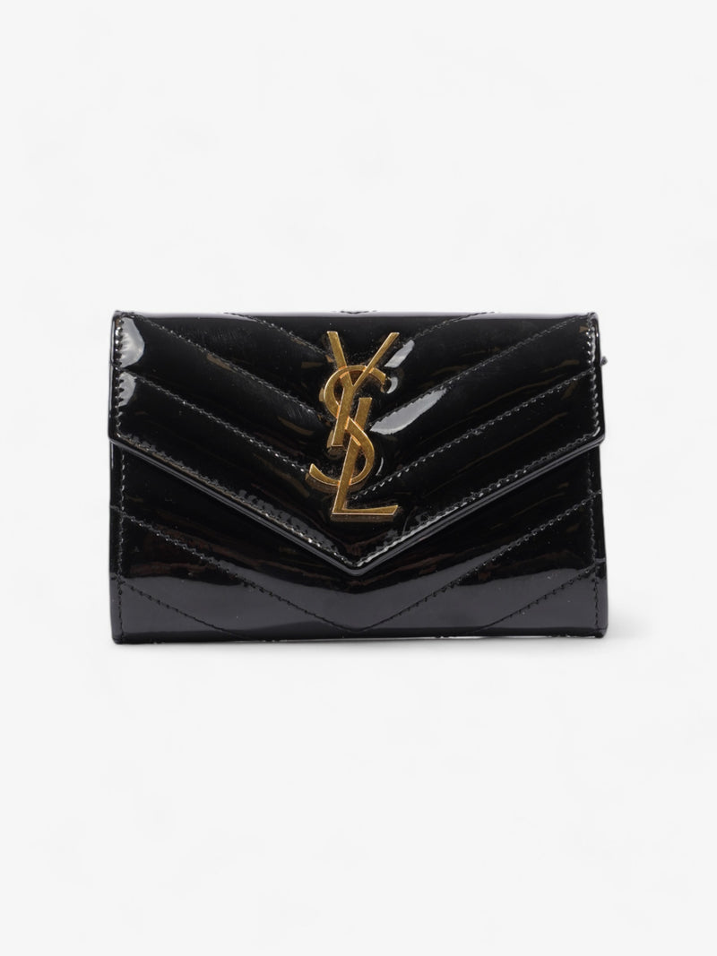  Saint Laurent Monogram Wallet Black / Gold Patent Leather