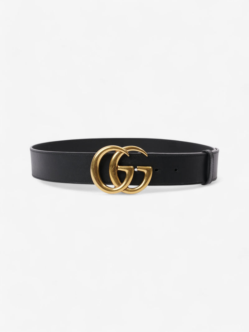  Gucci GG Marmont Wide Belt Black / Gold Leather 85cm / 34