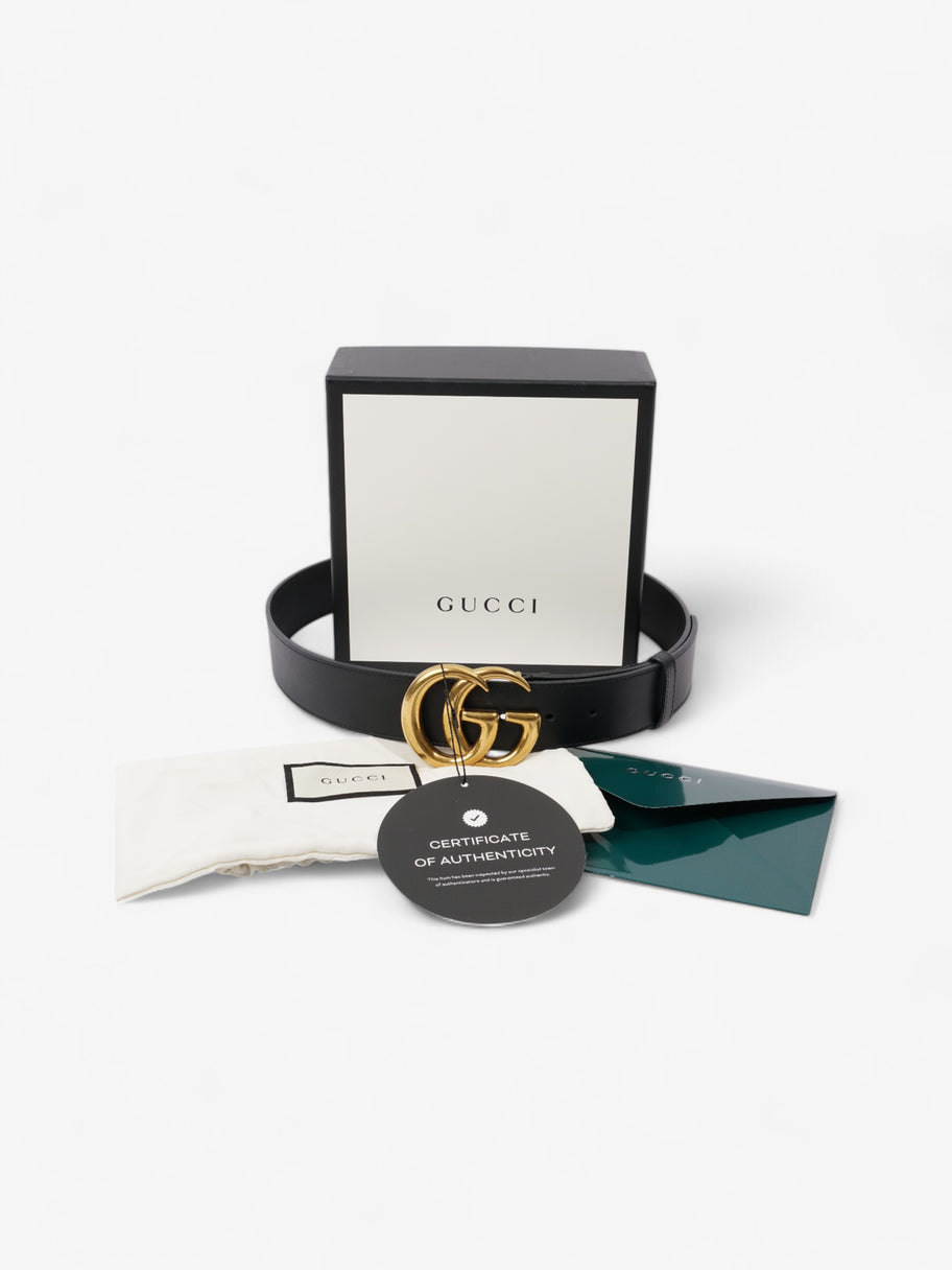 Gucci GG Marmont Wide Belt Black / Gold Leather 85cm / 34