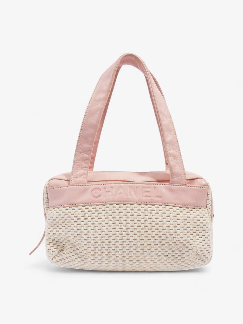  Chanel LAX Bowler Bag Pink / Natural Fabric