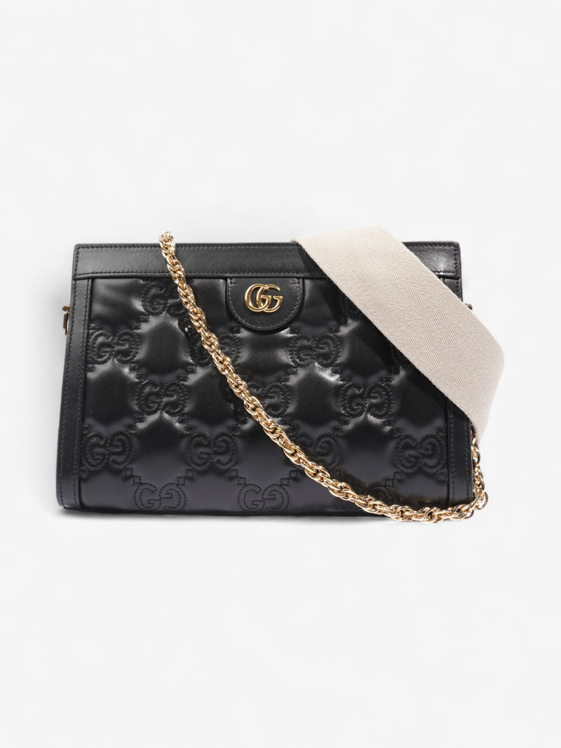  Gucci GG Shoulder Bag Black Matelasse Leather Small