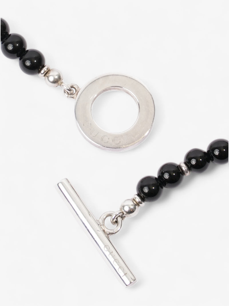  Gucci Beaded Necklace Black / Silver Silver Sterling