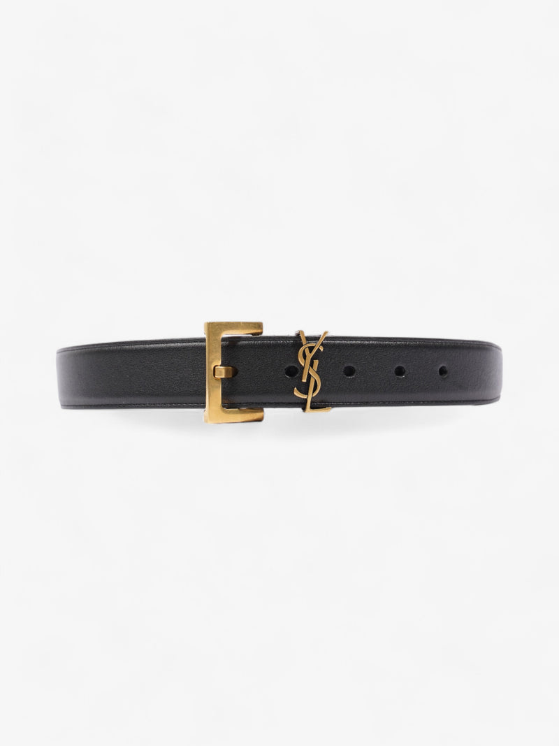  Saint Laurent Logo Belt Black / Gold Leather 85cm 34