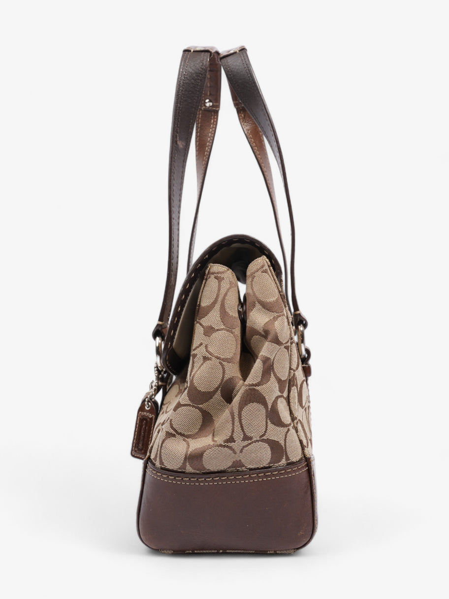 Coach Hampton Flap Satchel Brown Signature Canvas Image 3