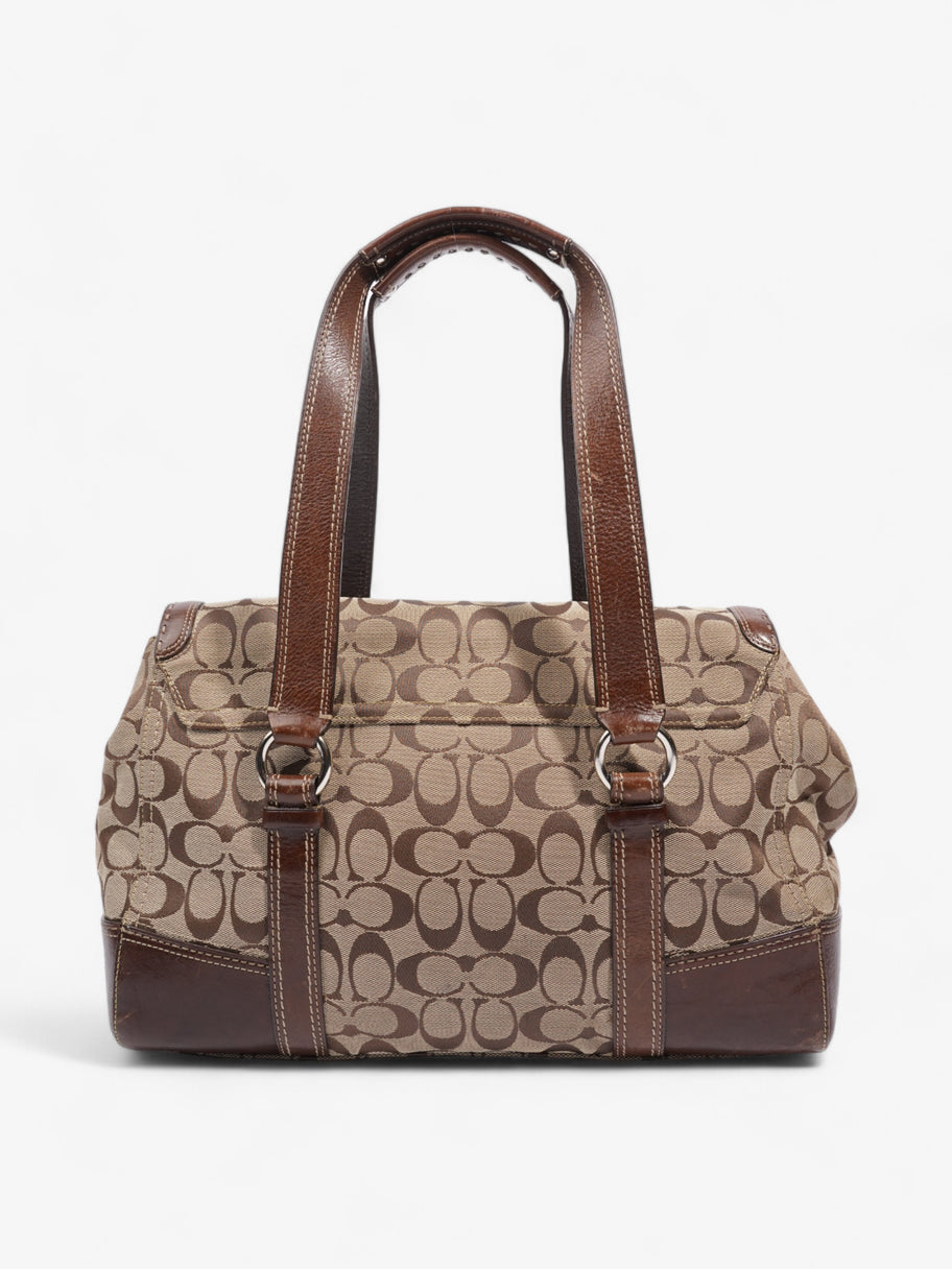 Coach Hampton Flap Satchel Brown Signature Canvas Image 4