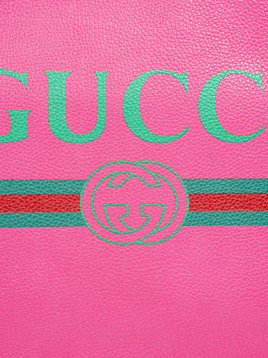 Gucci Vintage Logo Clutch Neon Pink / Green / Red Grained Leather Image 6