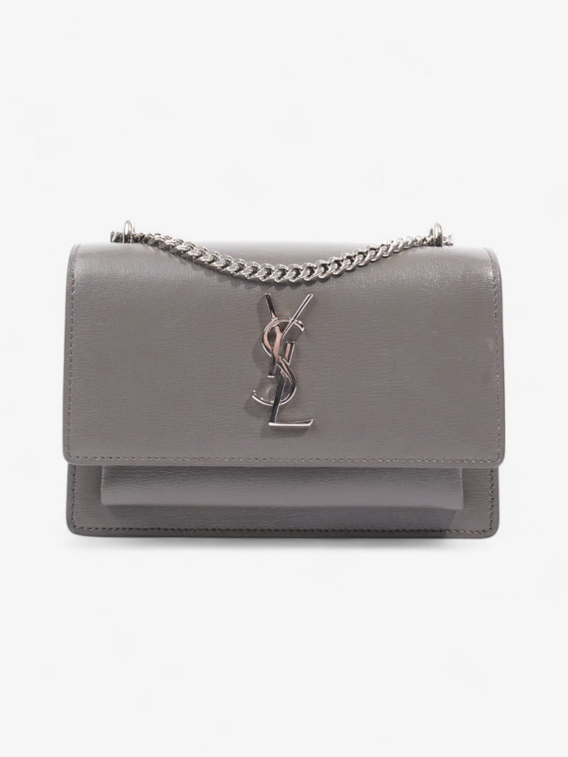  Saint Laurent Sunset Chain Wallet Grey Calfskin Leather