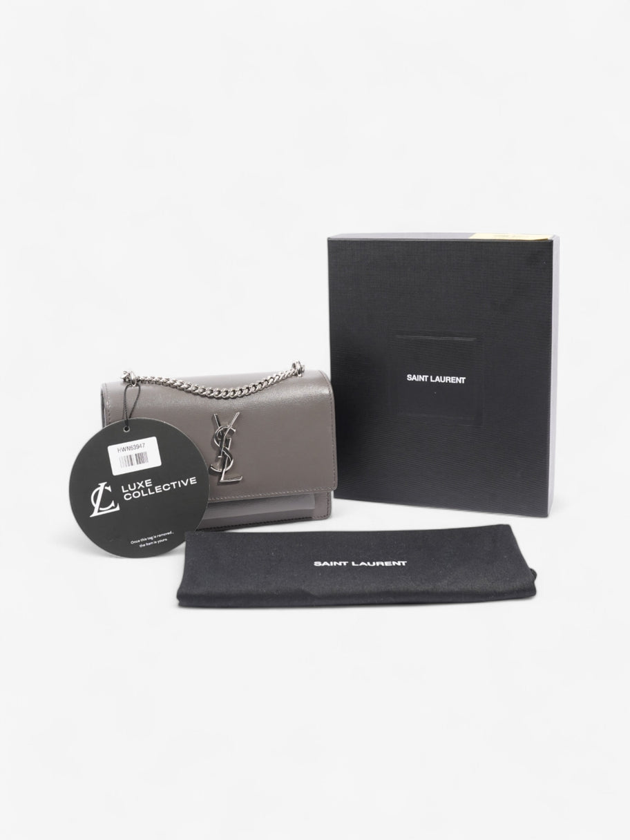 Saint Laurent Sunset Chain Wallet Grey Calfskin Leather Image 8